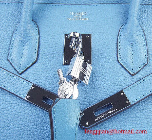 Hermes 35cm Embossed Veins Leather Bag Light Blue 6089 Silver Hardware Hermes 35cm Embossed Veins Leather Bag Light Blue 6089 Silver Hardware